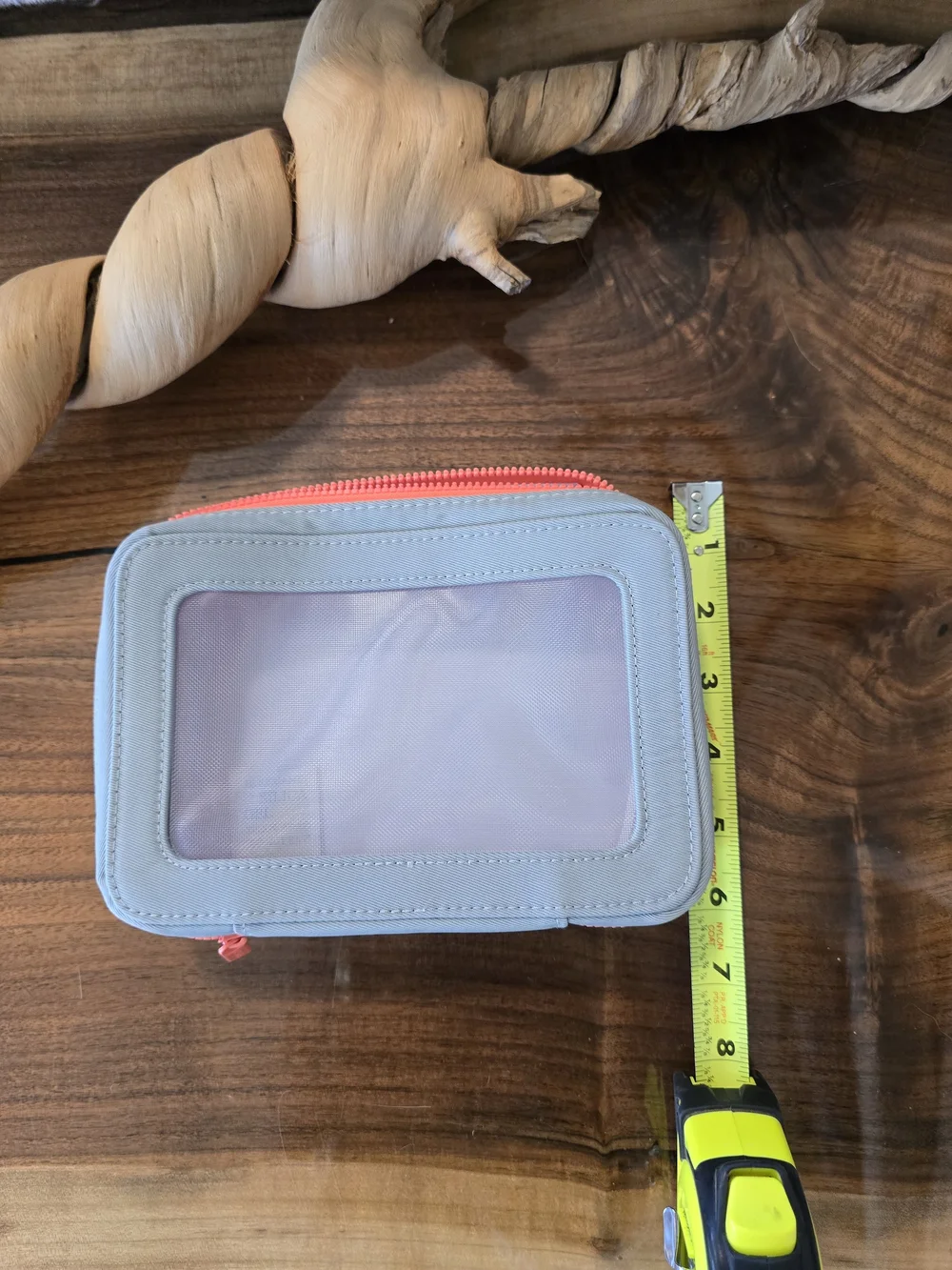 FLYTE.70 Cosmetic Case - Grey with Coral Zipper